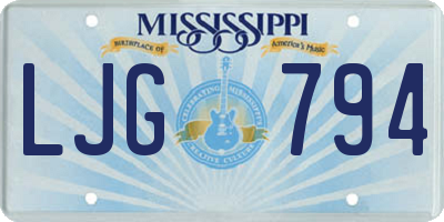 MS license plate LJG794