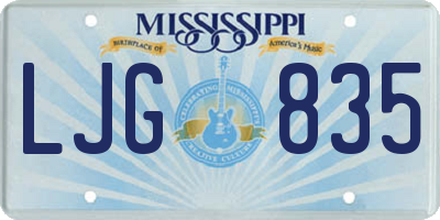 MS license plate LJG835