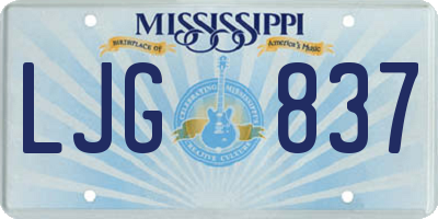 MS license plate LJG837