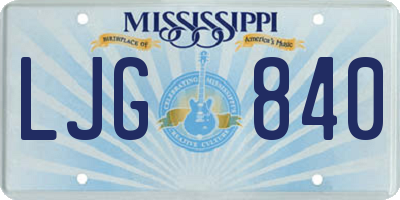 MS license plate LJG840