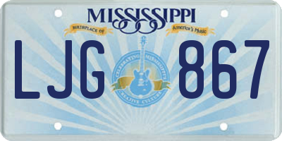 MS license plate LJG867