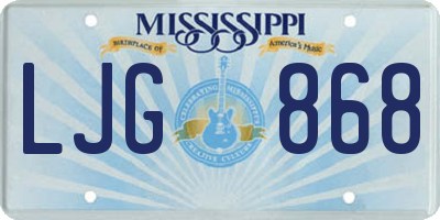 MS license plate LJG868