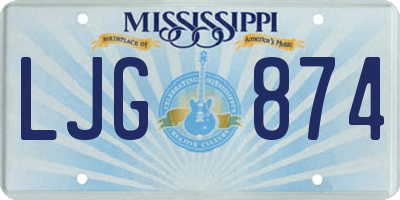 MS license plate LJG874