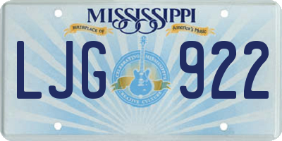 MS license plate LJG922