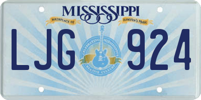 MS license plate LJG924