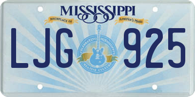 MS license plate LJG925