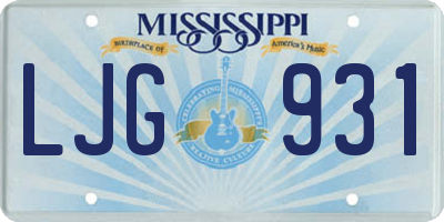 MS license plate LJG931