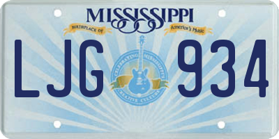 MS license plate LJG934
