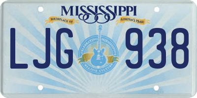 MS license plate LJG938