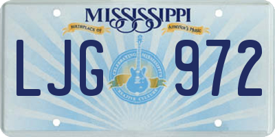 MS license plate LJG972