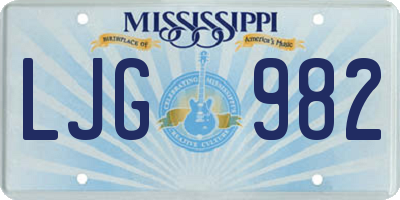 MS license plate LJG982
