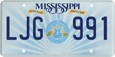 MS license plate LJG991