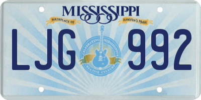 MS license plate LJG992