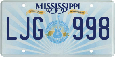 MS license plate LJG998