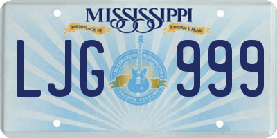 MS license plate LJG999