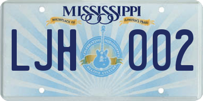 MS license plate LJH002