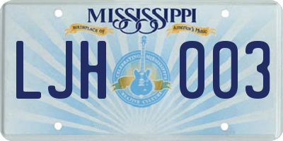MS license plate LJH003