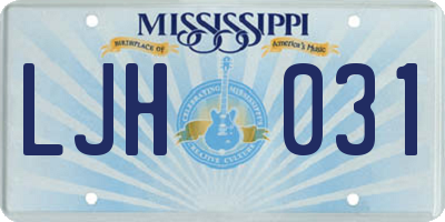 MS license plate LJH031