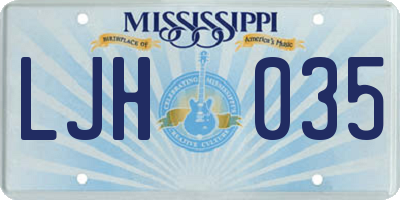 MS license plate LJH035