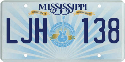 MS license plate LJH138