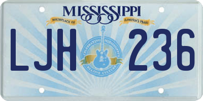 MS license plate LJH236