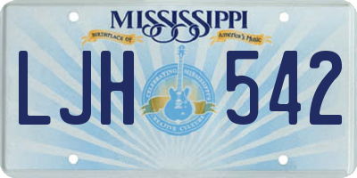 MS license plate LJH542
