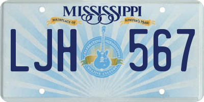 MS license plate LJH567