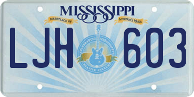 MS license plate LJH603
