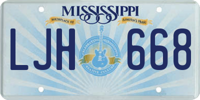 MS license plate LJH668