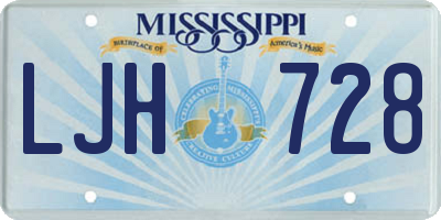 MS license plate LJH728