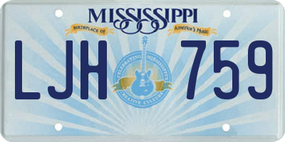 MS license plate LJH759