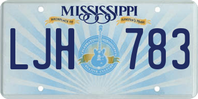 MS license plate LJH783