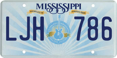 MS license plate LJH786