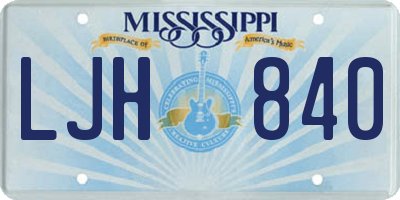 MS license plate LJH840