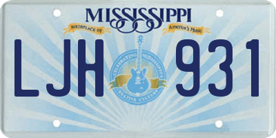 MS license plate LJH931