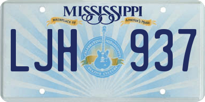 MS license plate LJH937