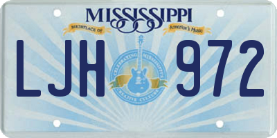 MS license plate LJH972
