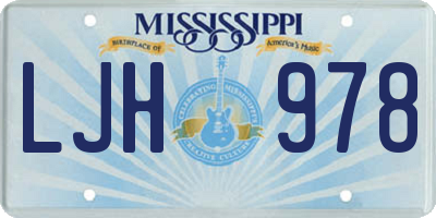 MS license plate LJH978