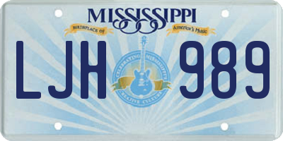 MS license plate LJH989