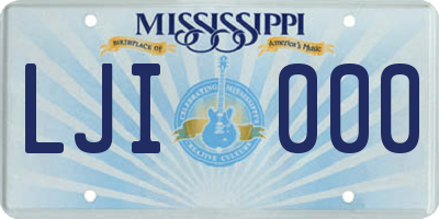 MS license plate LJI000