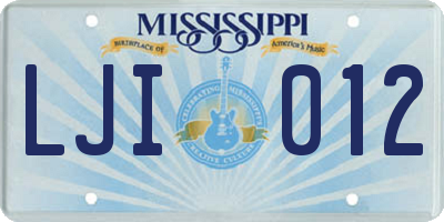 MS license plate LJI012