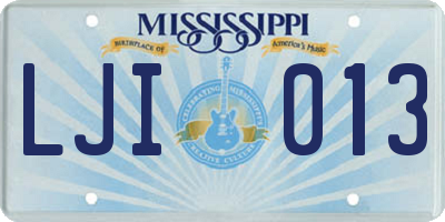 MS license plate LJI013