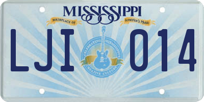 MS license plate LJI014