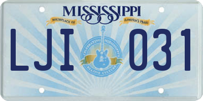 MS license plate LJI031