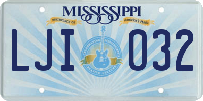 MS license plate LJI032