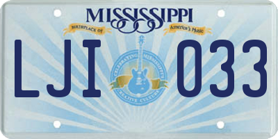 MS license plate LJI033