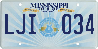MS license plate LJI034