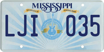 MS license plate LJI035