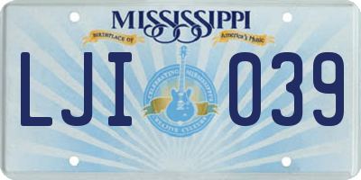 MS license plate LJI039