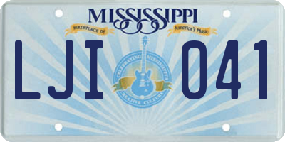 MS license plate LJI041